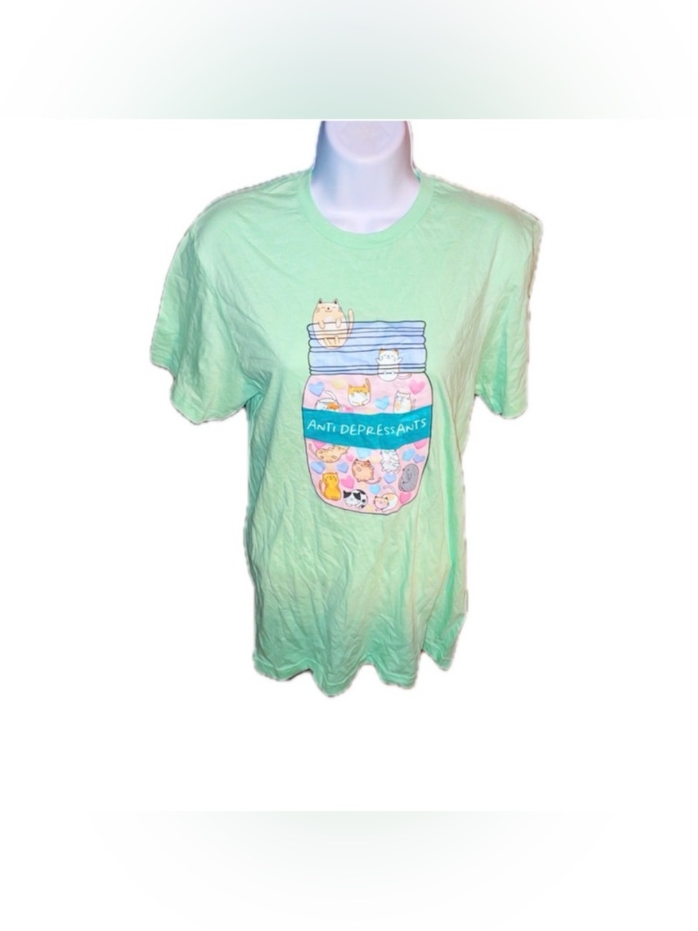 Funny Anti Depressant Cat Shirt 💚🩷😹